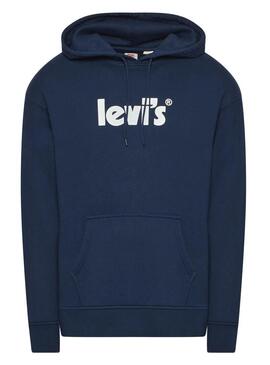 Felpa Levis Graphic Cappuccio Blu per Uomo