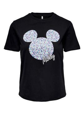 T-Shirt Only Disney Fiori Topolino Nero Donna