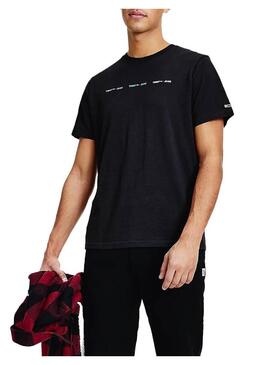 T-Shirt Tommy Jeans Piccolo Logo Lineare Nero Uomo