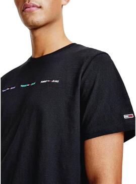 T-Shirt Tommy Jeans Piccolo Logo Lineare Nero Uomo