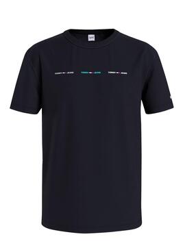T-Shirt Tommy Jeans Piccolo Logo Lineare Nero Uomo