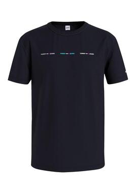 T-Shirt Tommy Jeans Piccolo Logo Lineare Nero Uomo