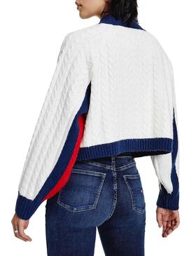 Pullover Tommy Jeans Crop Flag Per Donna