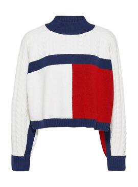 Pullover Tommy Jeans Crop Flag Per Donna