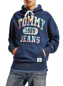 Felpa Tommy Jeans College Tie Dye Blu Uomo