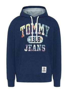 Felpa Tommy Jeans College Tie Dye Blu Uomo