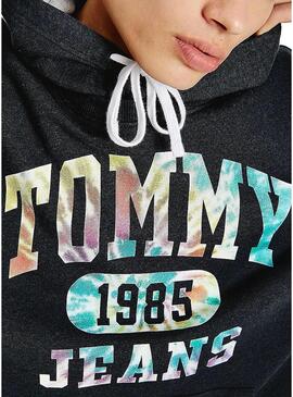 Felpa Tommy Jeans College Tie Dye Nero Uomo
