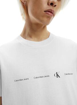 T-Shirt Calvin Klein Repeat Logo Bianco Uomo