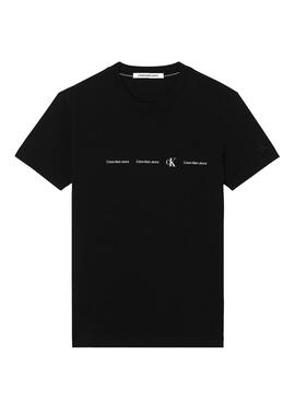 T-Shirt Logo Calvin Klein ripetuto Nero Uomo