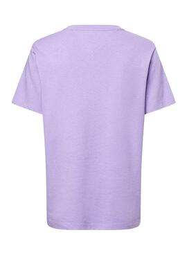 T-Shirt Tommy Jeans Firma Viola Per Donna
