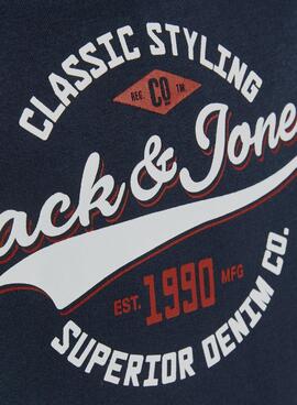Felpa Jack & Jones Logo Blu Navy per Uomo