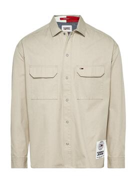 Overshirt Tommy Jeans Soft Solid Beige Uomo