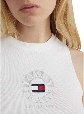 Top Tommy Jeans Crop Timeless Bianco per Donna
