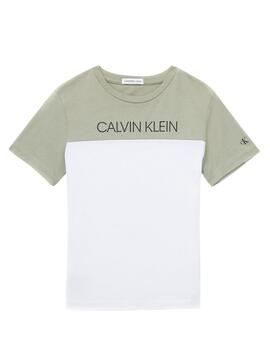 T-Shirt Calvin Klein Colore Block bianco per Bambino