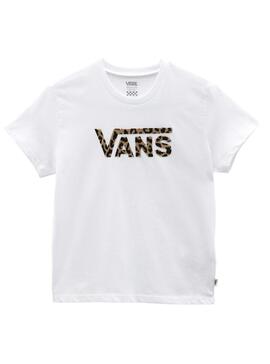 T-Shirt Vans Leopard Flying Bianco per Bambina