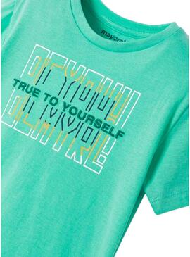 T-Shirt Mayoral True To Yourself Verde per Bambino
