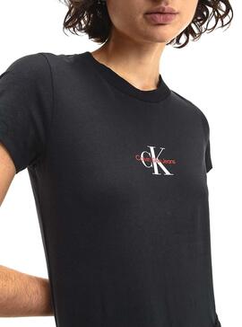 T-Shirt Calvin Klein Monogram Slim Nero Donna