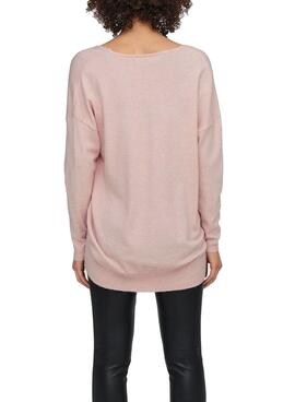 Pullover Only Lely Cuello V Rosa per Donna