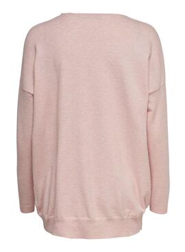 Pullover Only Lely Cuello V Rosa per Donna