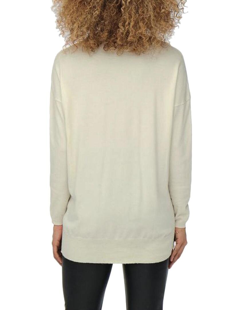 Pullover Only Lely Cuello V Bianco per Donna