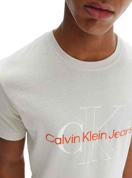 T-Shirt Calvin Klein Two Tone Monogram Beige