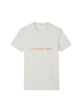 T-Shirt Calvin Klein Two Tone Monogram Beige