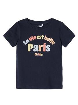 T-Shirt Name It Veen Blu Navy per Bambina