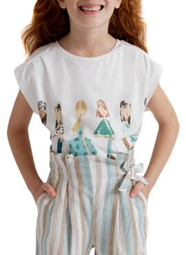 T-Shirt Mayoral Dools Bianco per Bambina