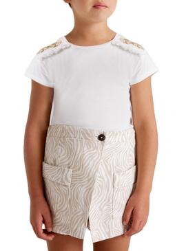 T-Shirt Mayoral Embroidery Bianco per Bambina