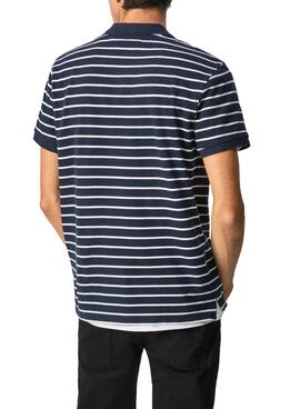 Polo Pepe Jeans Vidal Stripes Blu Navy per Uomo