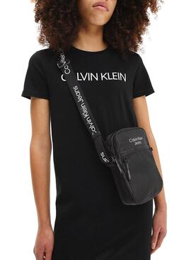 Borsa a Tracolla Logo Calvin Klein Tape Nero per Bambini