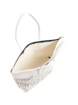 Borsa Shopping Lacoste Stampa Bianco per Donna