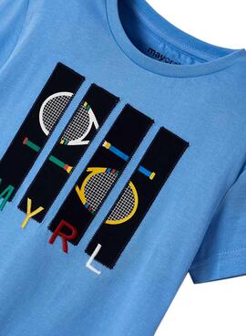 T-Shirt Mayoral Racchette Blu per Bambino