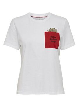 T-Shirt Only Polly Fries Bianco per Donna