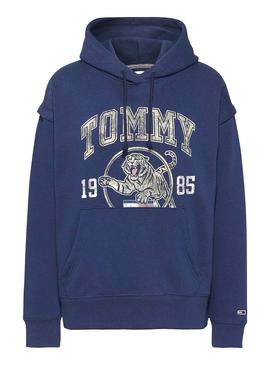 Felpa Tommy Jeans College Tigre Blu Navy Donna