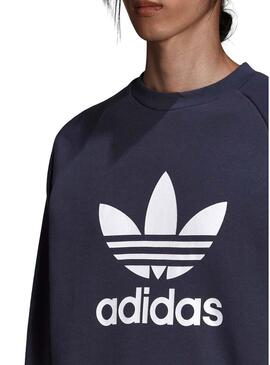 Felpa Adidas Trifoglio Crew Blu Navy per Uomo
