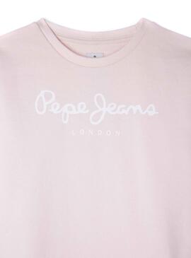 Felpa Pepe Jeans Rose Logo Rosa per Bambina