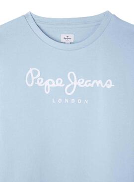 Felpa Pepe Jeans Rose Logo Blu per Bambina