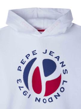Felpa Pepe Jeans Logo Garnet Bianco per Bambina