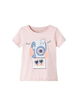 T-Shirt Name It Veen Camara Foto Rosa per Bambina