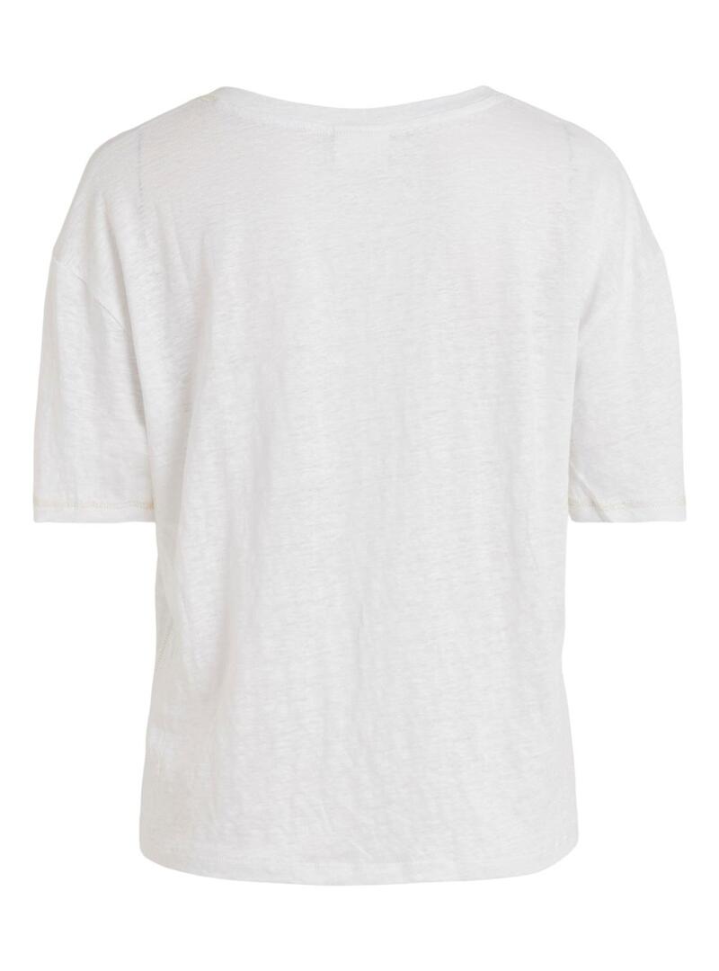 T-Shirt Vila Oina Collo V Bianco per Donna