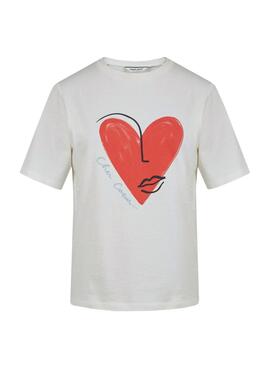 T-Shirt Naf Naf Corazon Beige per Donna