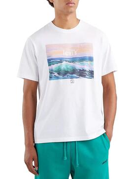 T-Shirt Levis Relaxed Wave Bianco per Uomo