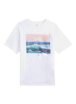 T-Shirt Levis Relaxed Wave Bianco per Uomo