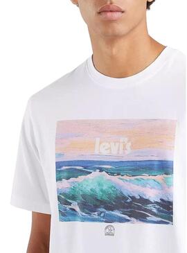 T-Shirt Levis Relaxed Wave Bianco per Uomo