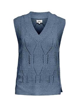 Gilet Only Lasta Knitted Blu per Donna