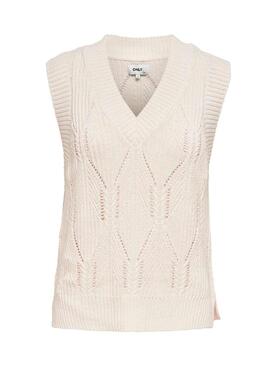 Gilet Only Lasta Knitted Beige per Donna