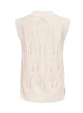 Gilet Only Lasta Knitted Beige per Donna