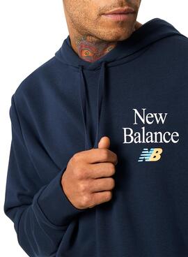 Felpa New Balance Essentials Celebrate Hoodie Blu 