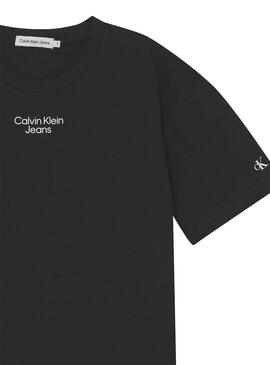 T-Shirt Calvin Klein Stack Logo Relaxed Nero